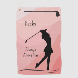 Golf Silhouette, Female, Name, On Red Golfhandtuch