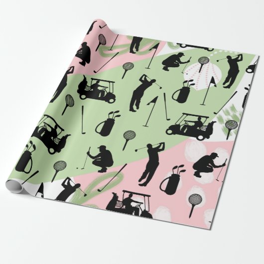 Golf Silhouette Golfclub Geschenkpapier (Ungerollt)