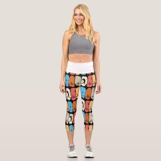Golf Silhouette Golfer auf Sonnenuntergang Capri Leggings (Vorderseite)