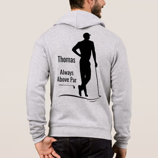 Golf Silhouette, Männchen, Name, Text Hoodie (Rückseite)
