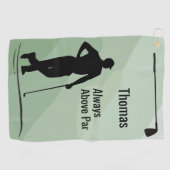Golf-Silhouette, männlich, Name auf Grün Golfhandtuch (Horizontal)