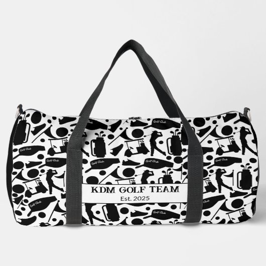 Golf Silhouette Muster Classic Black & White Duffle Bag (Vorderseite)