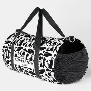 Golf Silhouette Muster Classic Black & White Duffle Bag