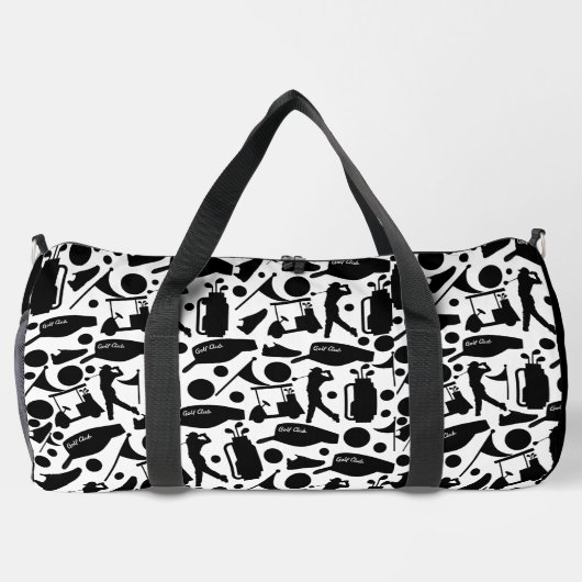 Golf Silhouette Muster Classic Black & White Duffle Bag (Rückseite)