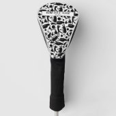 Golf Silhouette Muster Classic Black & White Golf Headcover (Vorderseite)