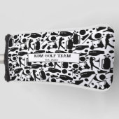 Golf Silhouette Muster Classic Black & White Headcover (Vorderseite)