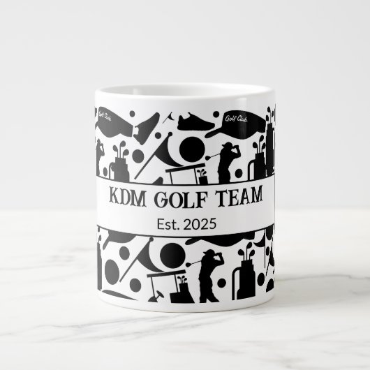 Golf Silhouette Muster Classic Black & White Jumbo-Tasse (Vorderseite)