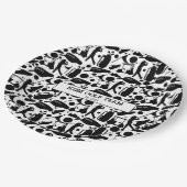 Golf Silhouette Muster Classic Black & White Pappteller (Schrägansicht)