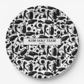 Golf Silhouette Muster Classic Black & White Pappteller (Vorderseite)