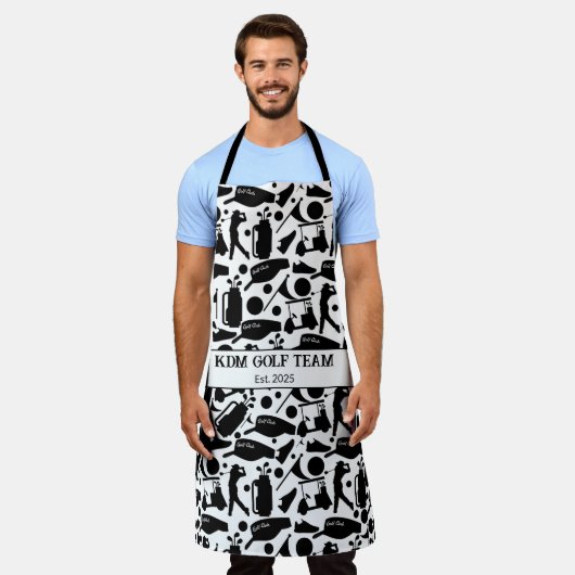 Golf Silhouette Muster Classic Black & White Schürze (Getragen)