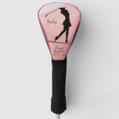 Golf Silhouette, Name, Text, Rot Headcover (Vorderseite)
