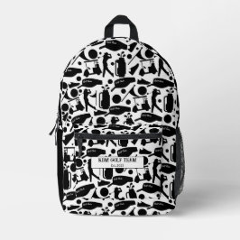 Golf Silhouette Pattern Classic Black & White Bedruckter Rucksack