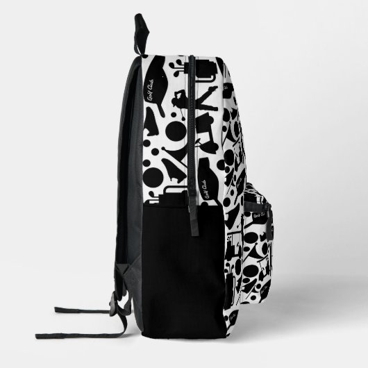 Golf Silhouette Pattern Classic Black & White  Bedruckter Rucksack (Links)