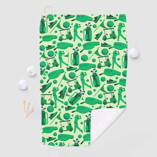 Golf Silhouette Pattern Classic cool green Golfhandtuch (Insitu)