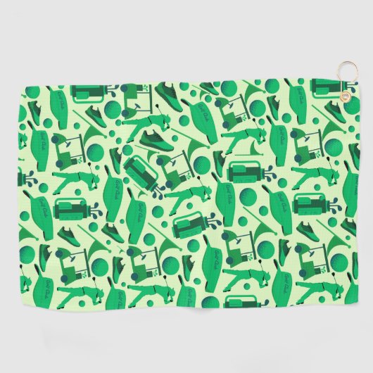 Golf Silhouette Pattern Classic cool green Golfhandtuch (Horizontal)