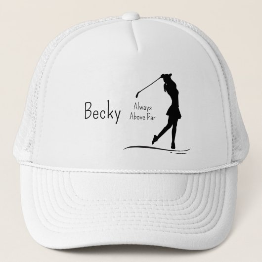 Golf-Silhouette, weiblich, Name, Text Truckerkappe (Vorderseite)