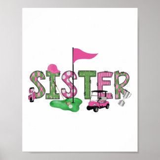 Golf Sister Pink Hole in einem Golf 1. Geburtstag Poster