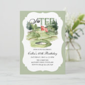 Golf SIX-TEE Birthday, 60, Golf Birthday, Einladung (Stehend Vorderseite)