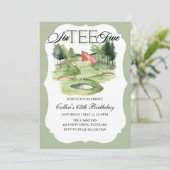 Golf SIX-TEE Birthday, 65, Golf Birthday, Einladung (Stehend Vorderseite)