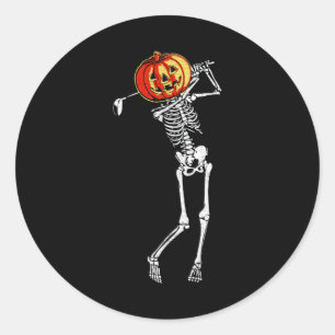 Golf Skeleton Pumpkin Halloween Kostüm Golfer Spio Runder Aufkleber