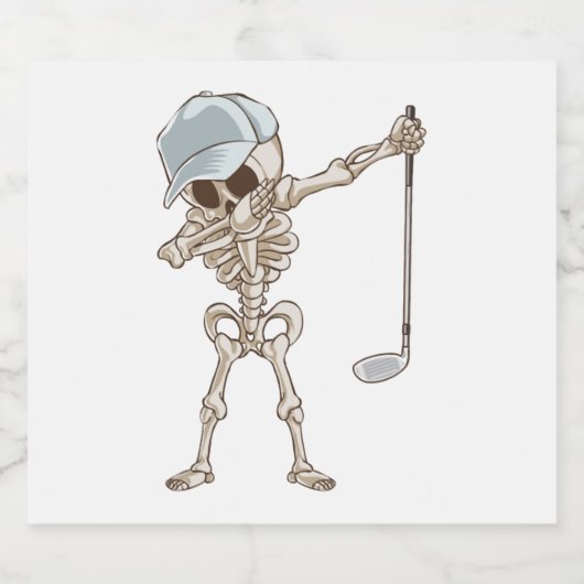 Golf Skeleton Schaumweinetikett (Einzelnes Label)