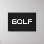 GOLF Sleek Sporty Modern White Text On Deep Black Leinwanddruck (Vorderseite)