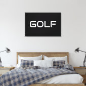 GOLF Sleek Sporty Modern White Text On Deep Black Leinwanddruck (Insitu (Schlafzimmer))