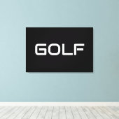 GOLF Sleek Sporty Modern White Text On Deep Black Leinwanddruck (Insitu (Holzboden))