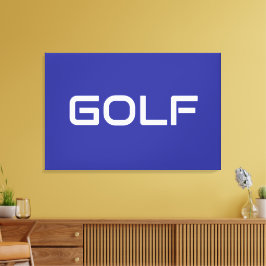 GOLF Sleek Sporty Modern White Text On Deep Blue Leinwanddruck
