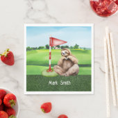 Golf Sloth Golfer auf grünem Gras Serviette (Beispiel)