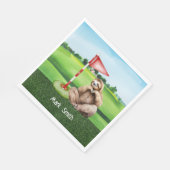 Golf Sloth Golfer auf grünem Gras Serviette (Ecke)