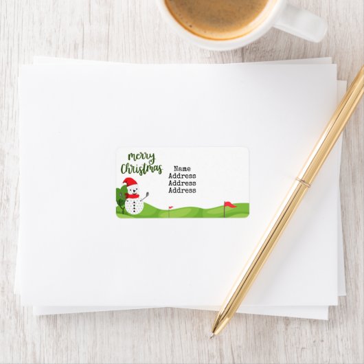 Golf Snowman für Golfer Frohe Weihnachten Adressaufkleber (Insitu)