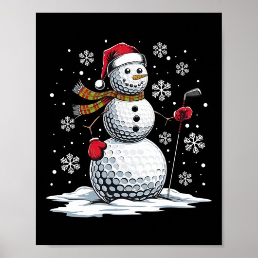 Golf Snowman Golf Player Weihnachtsmannmütze Weihn Poster (Vorne)