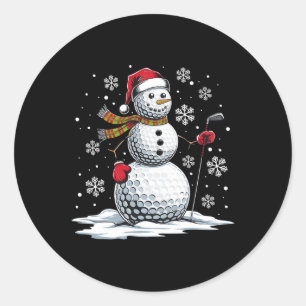 Golf Snowman Golf Player Weihnachtsmannmütze Weihn Runder Aufkleber
