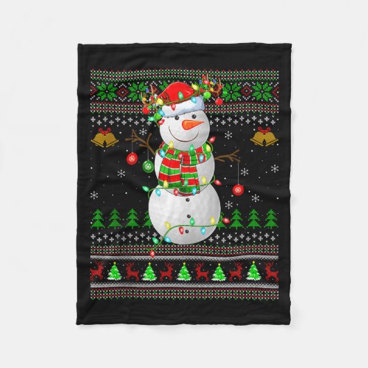 Golf Snowman Ugly Christmas Sweaters Golfing Golfe Fleecedecke (Vorderseite)