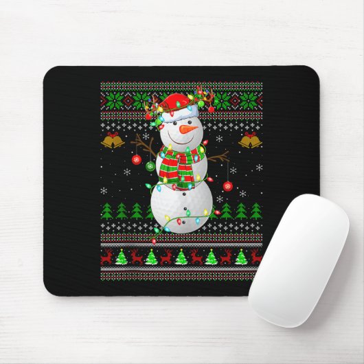 Golf Snowman Ugly Christmas Sweaters Golfing Golfe Mousepad (Mit Mouse)