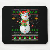 Golf Snowman Ugly Christmas Sweaters Golfing Golfe Mousepad (Vorne)