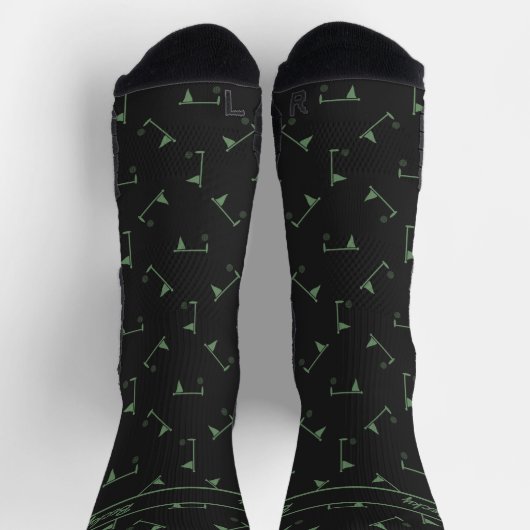 Golf Socken in Schwarz und Grün, Name hinzufügen (Oben)