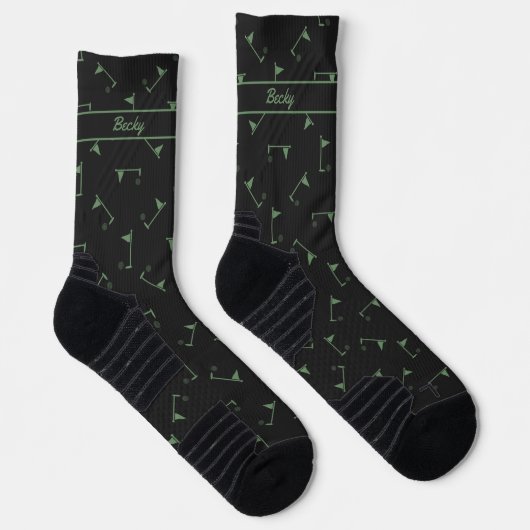 Golf Socken in Schwarz und Grün, Name hinzufügen (Rechts)