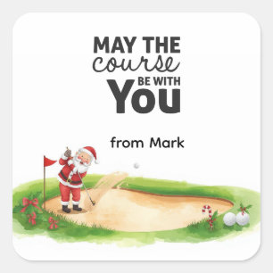 Golf Sommer Weihnachten mit dem Weihnachtsmann an  Quadratischer Aufkleber