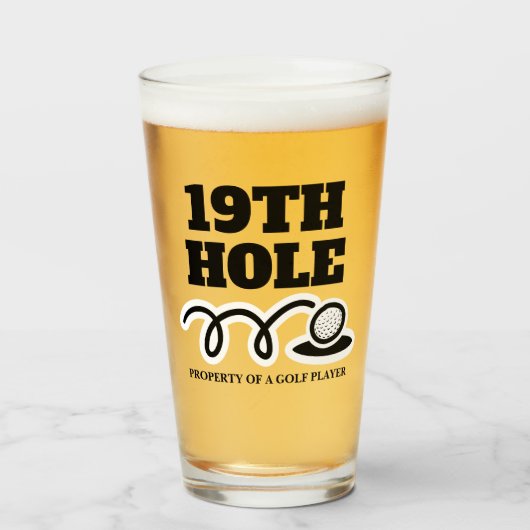 Golf Spaß 19. Loch Bierglas Geschenk für Herren Glas (Vorne (Gefüllt))