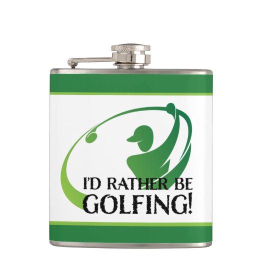 Golf Spaß Ich würde lieber Golfer Funny Mens Golfs Flachmann (Vorderseite)