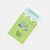 Golf-Spaßkurs-Wagen-Monogramm-Name   Serviette (Ecke)