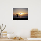 Golf spielen bei Sonnenuntergang Poster (Küche)