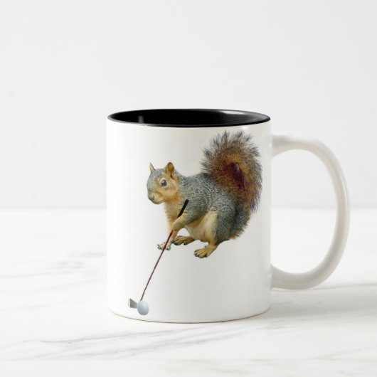 Golf spielende Eichhörnchen-Tasse Zweifarbige Tasse (Rechts)