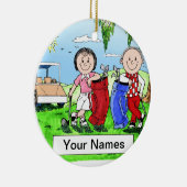 Golf spielende Paare - personalisiertes Keramikornament (Rechts)