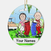 Golf spielende Paare - personalisiertes Keramikornament (Links)
