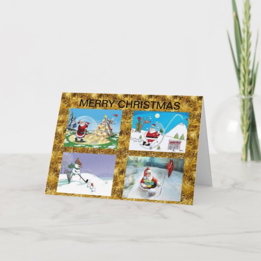 Golf spielende Sankt-Weihnachtskarte Feiertagskarte (Vorderseite)