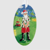 Golf spielende Weihnachtsverzierung Sankt Ornament (Vorderseite)