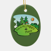 Golf spielender Golfplatz-Loch-glücklicher Platz Keramikornament (Hinten)